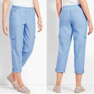 Talbots Chambray Light Blue Cuffed Cargo Pants 8P